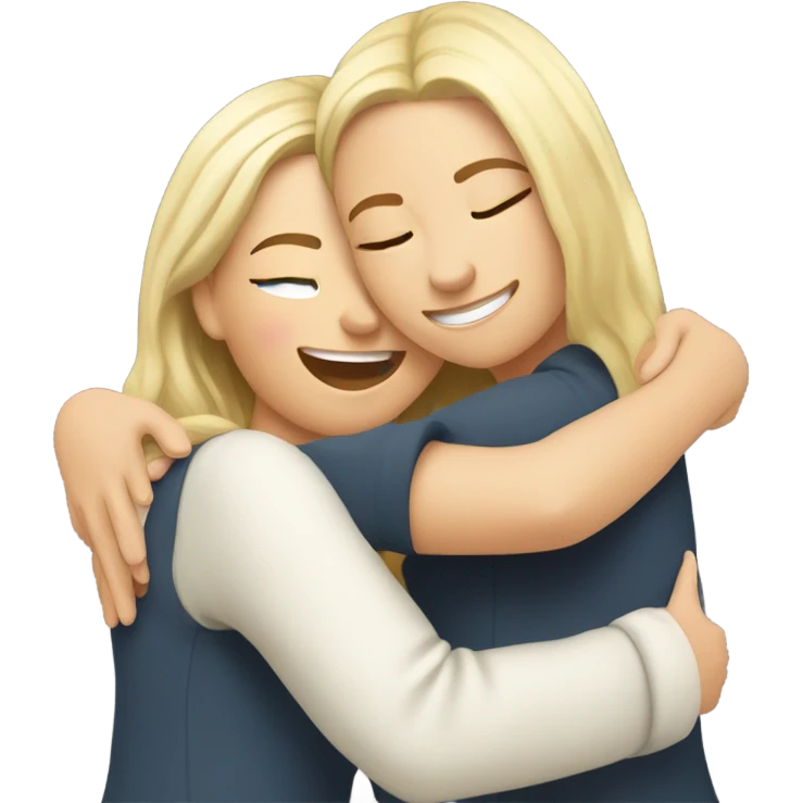 Hug two Caucasian girlfriends emoji
