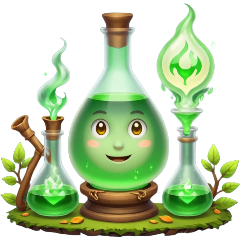 forest alchemist mixing two wrong potions → perfect glow emoji