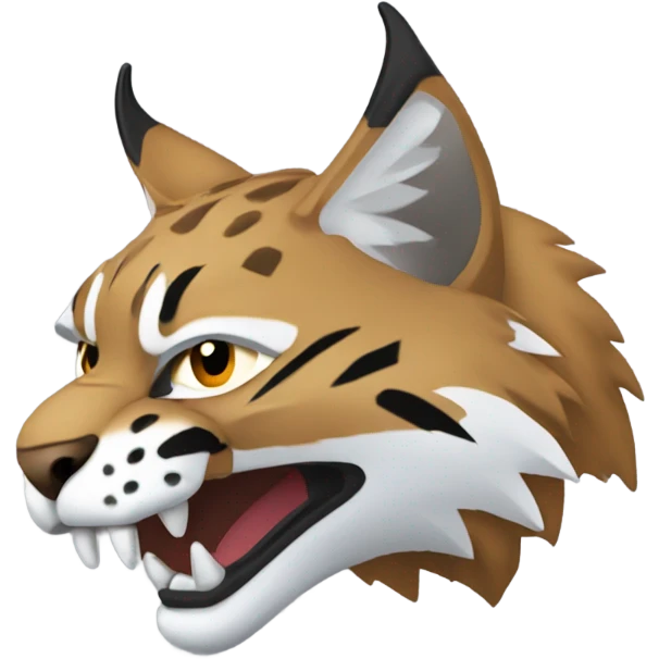 Bobcat head side view with dangerous fangs facing left emoji