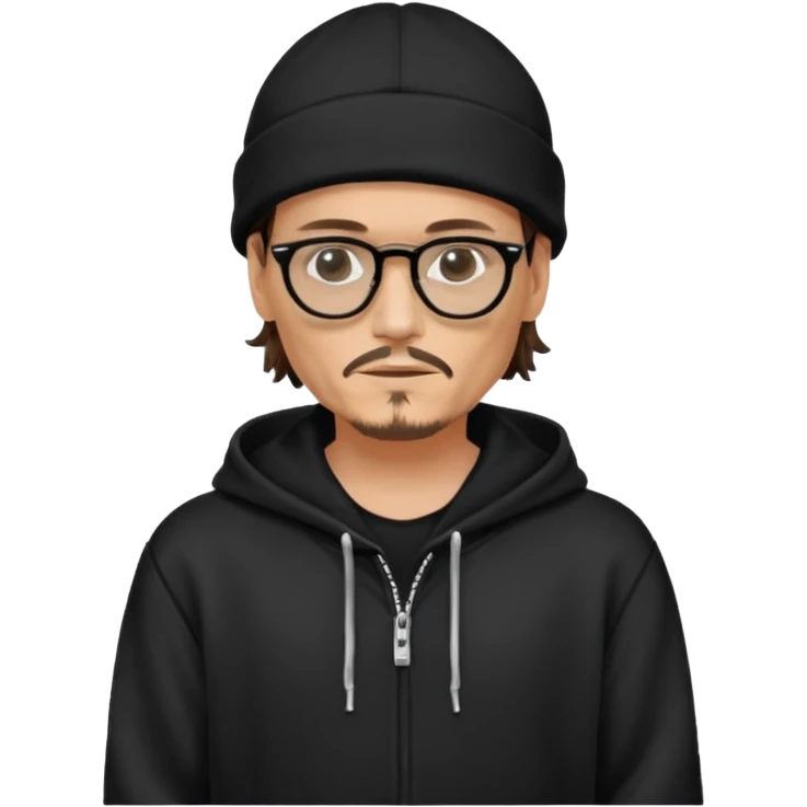 glassed johnyy depp with black hoodie emoji