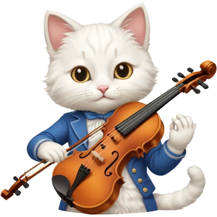 white cat play violin emoji