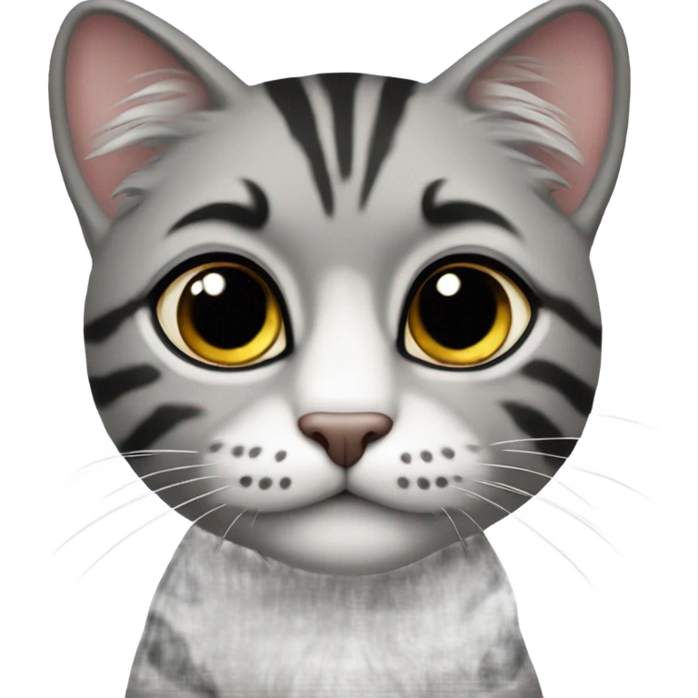 Серая кошка с черными ушками  emoji