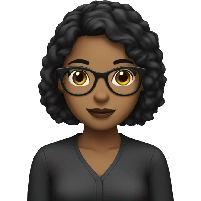 Girl with glasses black hair emoji
