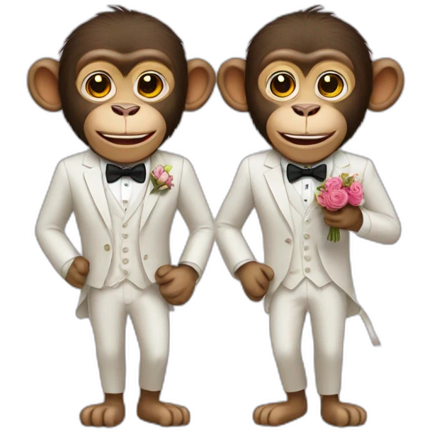 Two male monkeys celebrating their wedding emoji