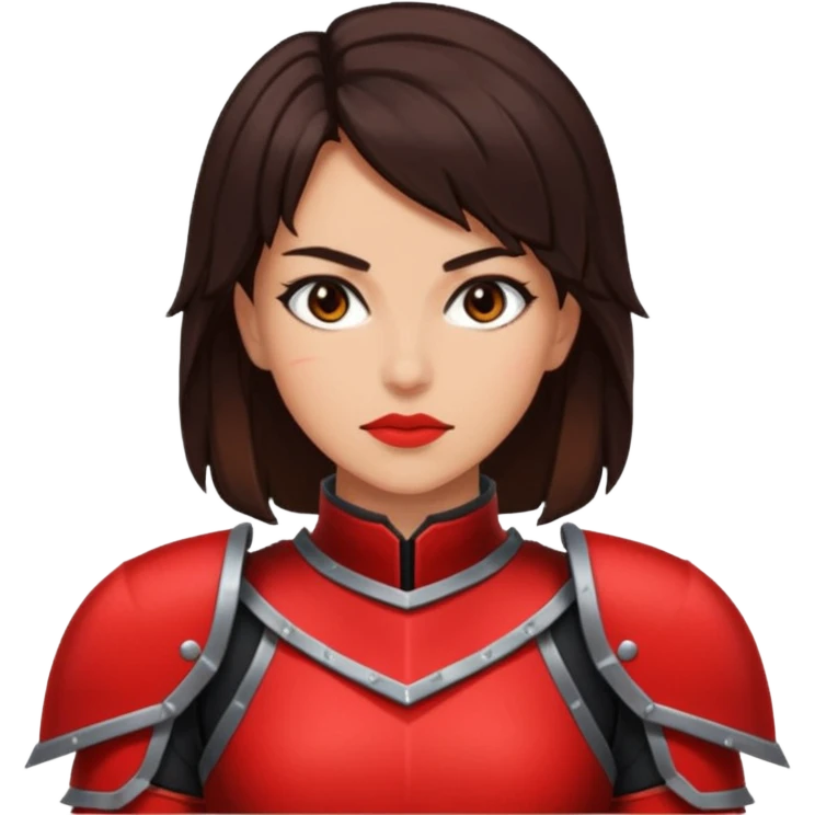 a brunette slim fighter woman in red and black, rpg pixel art style emoji