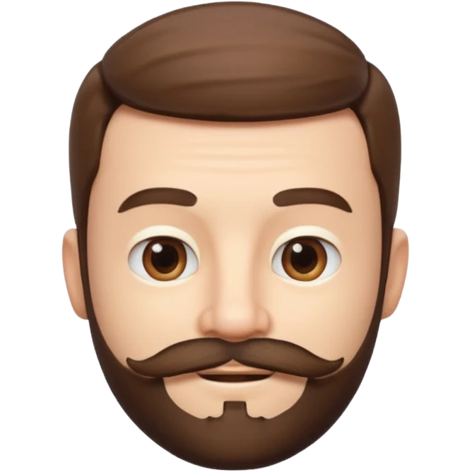 A 3D cartoon male face with short beard and mustache resembling whiskers, friendly expression, warm light, realistic Memoji-style texture. emoji
