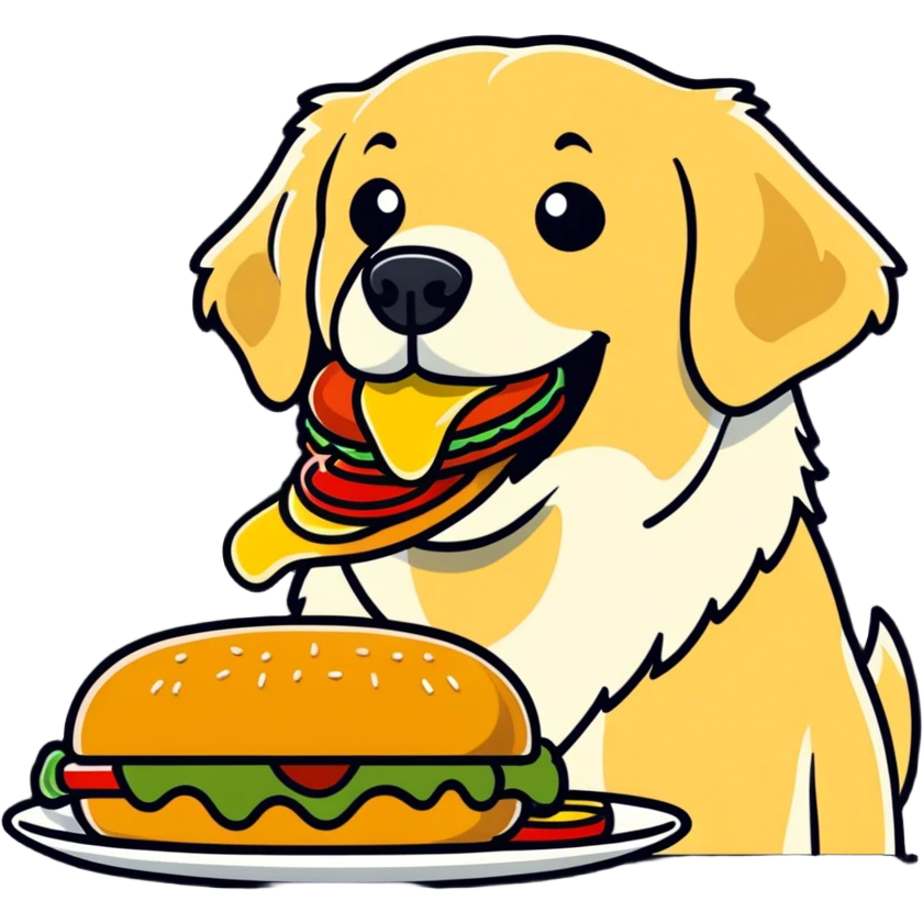 Dog eating a burger emoji