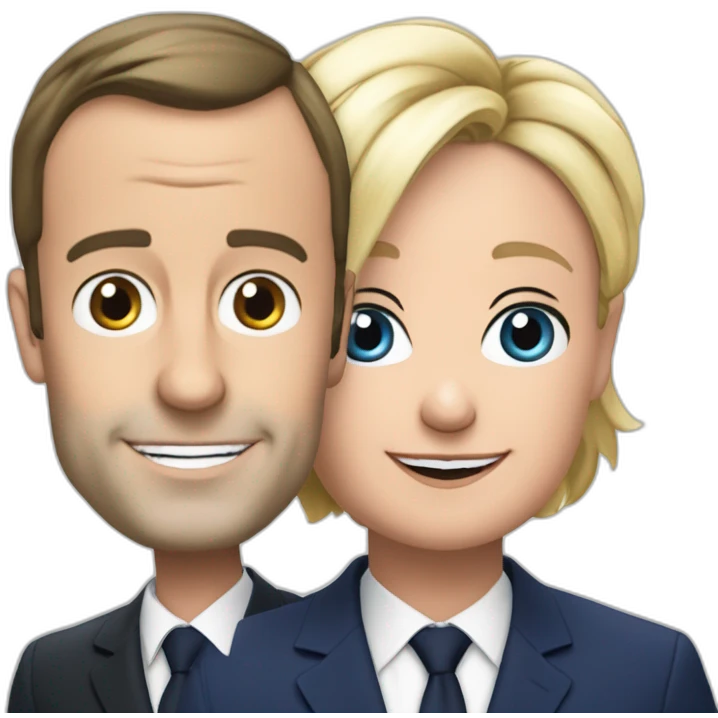 Macron et marin le pen se font un câlin emoji