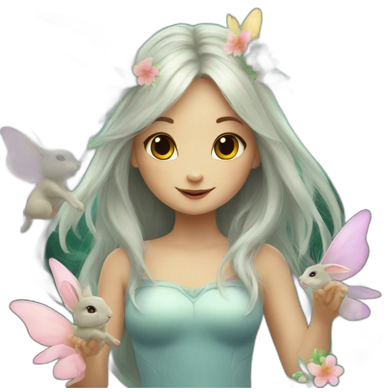 Rabbit with fairies emoji