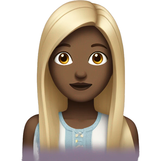 A girl with black blonde straight hair with slightly dark skin and brown eyes emoji