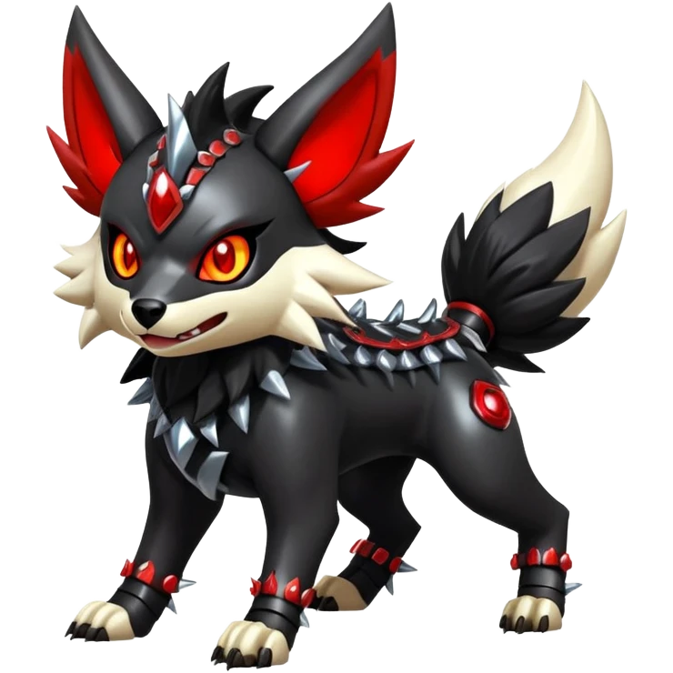 Shiny Gothic Punk’ish Exotic Futuristic Houndoom-Arcanine-Zorua-Torracat-Pokémon-Fakémon-hybrid-creature emoji
