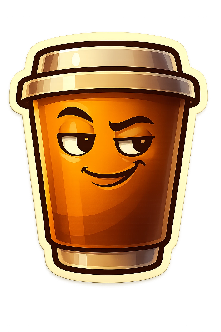Tall coffee cup, dramatic, cassanova smirk emoji