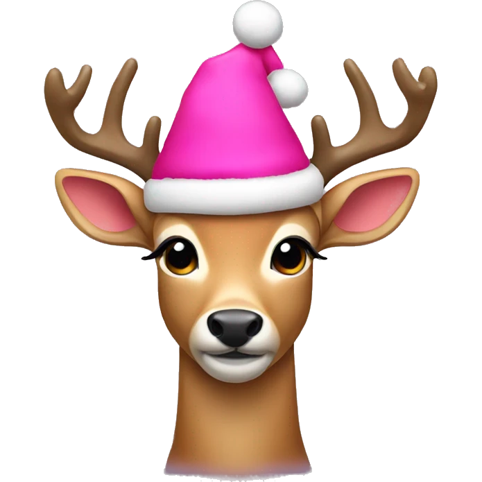 deer with pink christmas hat emoji