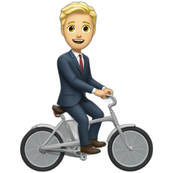 blonde guy in a suit riding that fell of his bike and broke his finger emoji