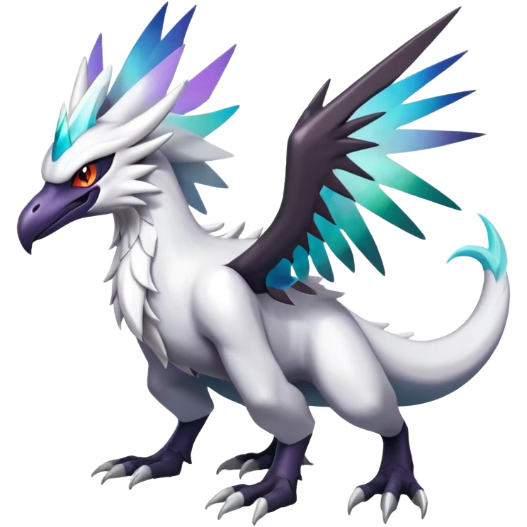 Shiny Dark Nargacuga-Reshiram-Silvally-Noivern-Hybrid (Full body) emoji
