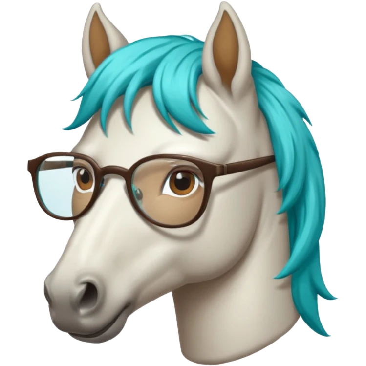 whitehorse head with turquoise hair and glasses emoji
