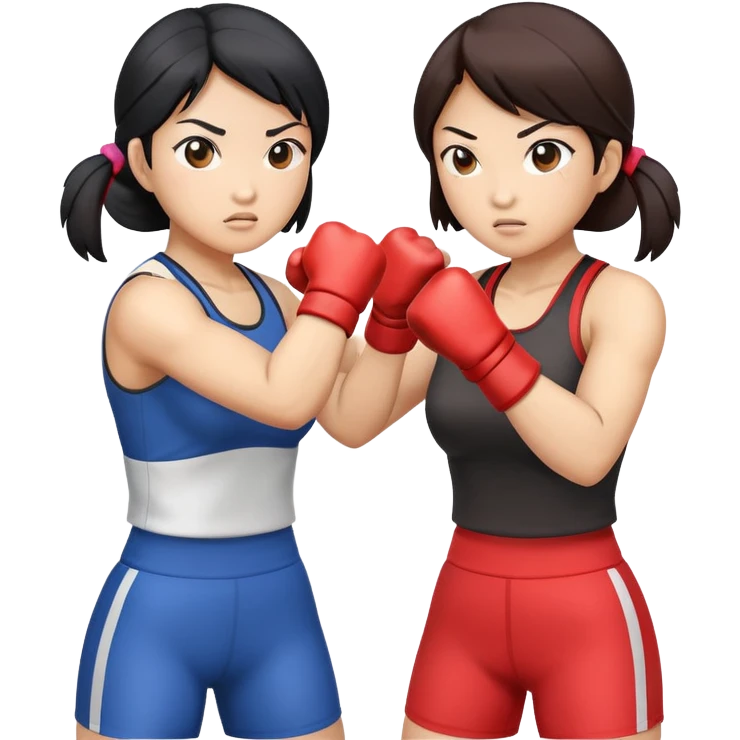 two asian women kicking and fighting each other emoji