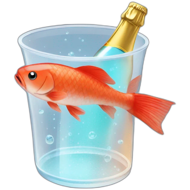 red fish in a big transparent champagne bucket emoji