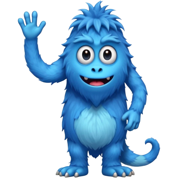 A skinny and lanky tall blue furry monster with a slightly triangular head put the top having a small curve going inward  emoji