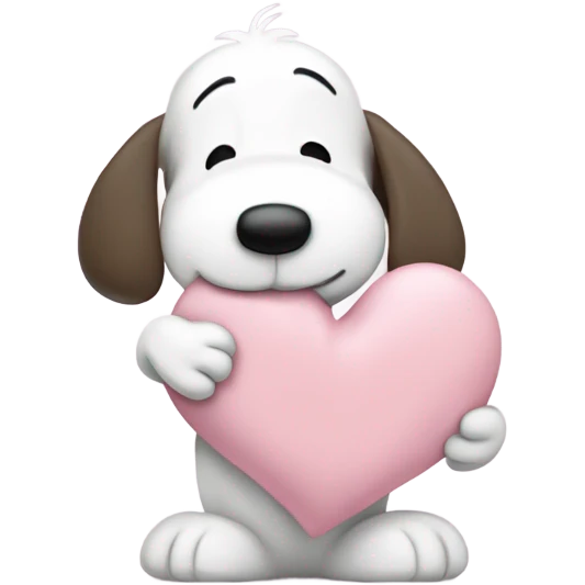 pastel pink heart with snoopy hugging woodstock in it emoji