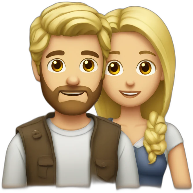 Blond bearded guy with brown girl emoji