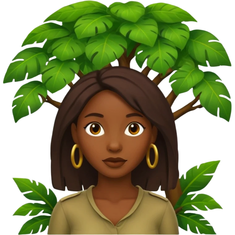 an ola woman with jungle tree emoji