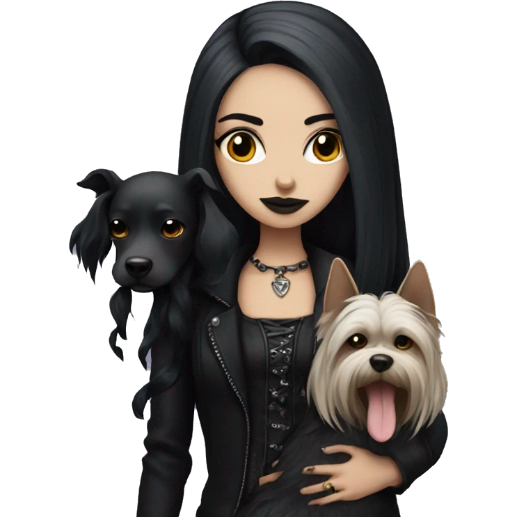 goth girl with a dog emoji