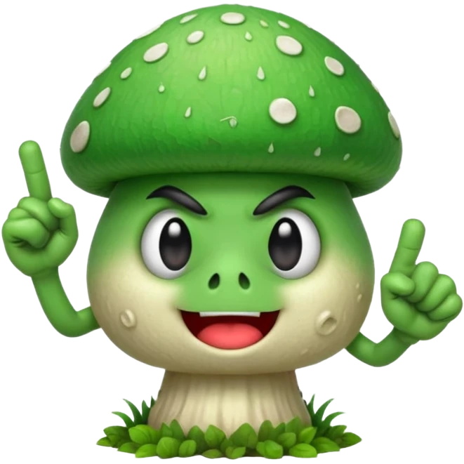 angry green mushroom giving you the middle finger emoji