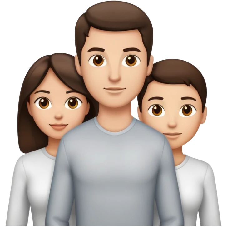 Chest upwards view of attractive brunette man and woman with light tan skin standing next to each other emoji