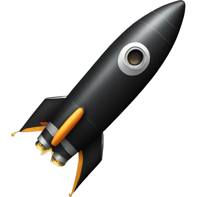 Black rocket with 0 on it emoji