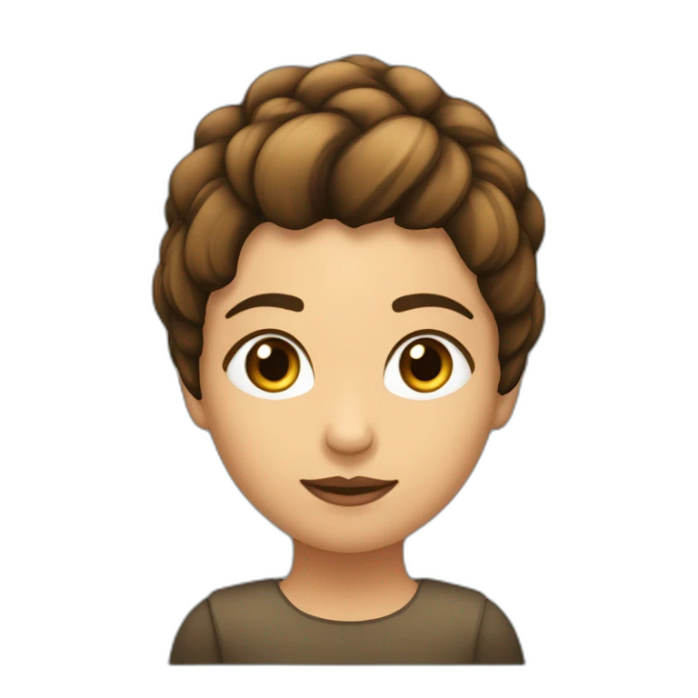 jovencita con cara redonda gorditay pelo castaño con flequillo recto emoji