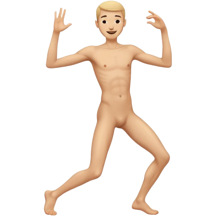 Skinny naked guy dancing happy emoji