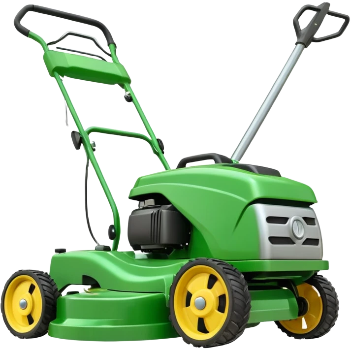 lawn mower with a smile emoji