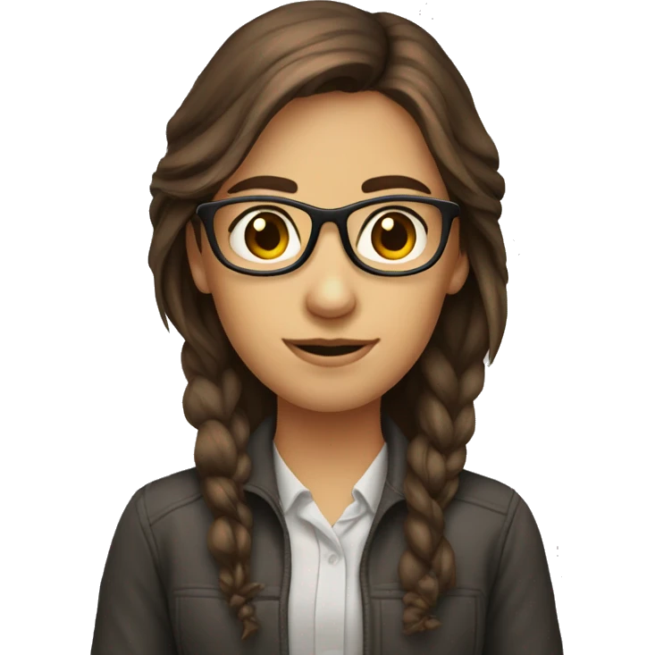 Brown hair brown eyed Computer Nerd Girl emoji