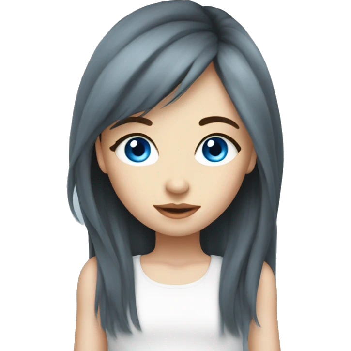 Long bangs blue eyes pretty girl emoji