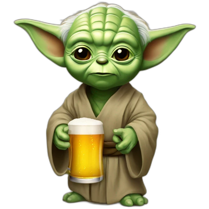 Yoda buvant une bière emoji