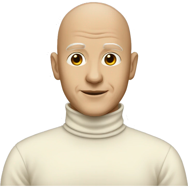 White bald man cream turtleneck emoji