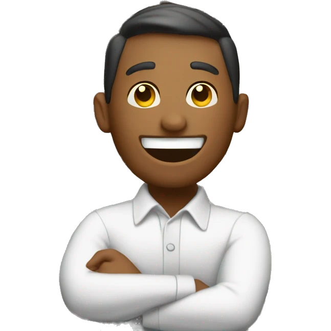 A happy man hugging a hotel emoji