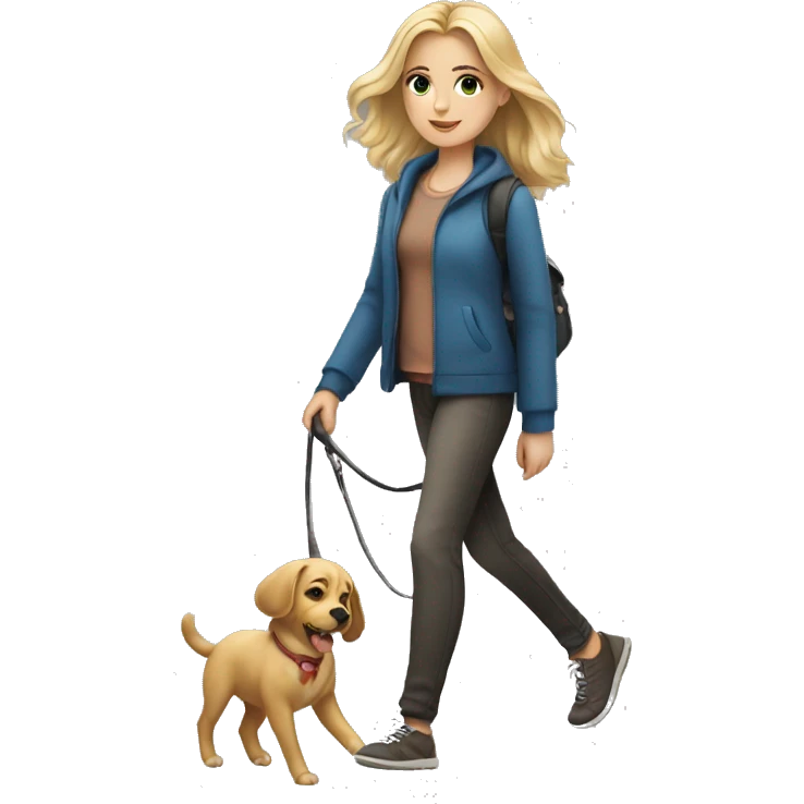 A blonde girl is walking with a dog emoji
