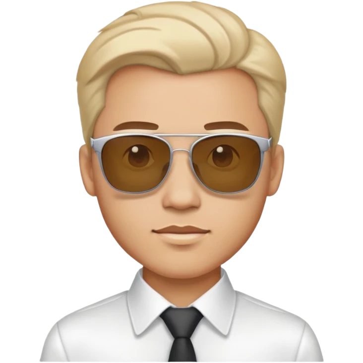 male, white dress shirt which is open, sunglasses in the hair emoji