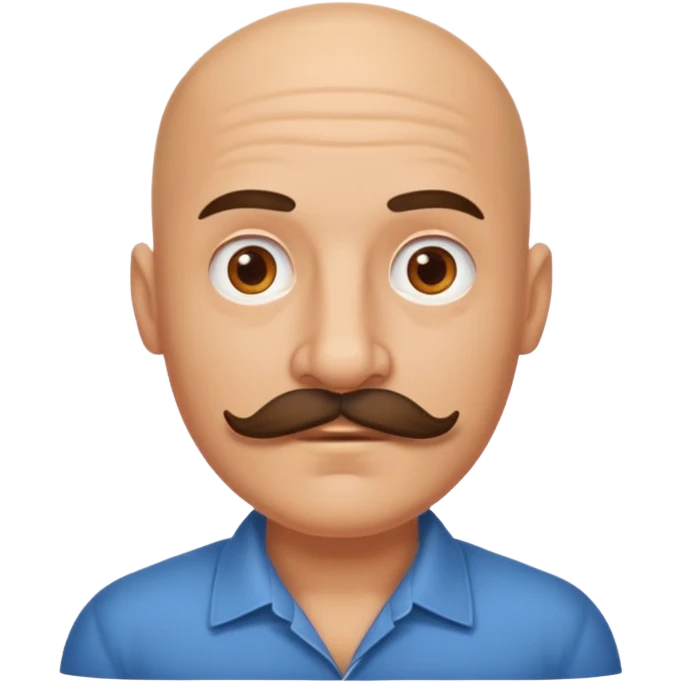 bald mustache man,Big mustache.
negative: Dont use same face style. emoji