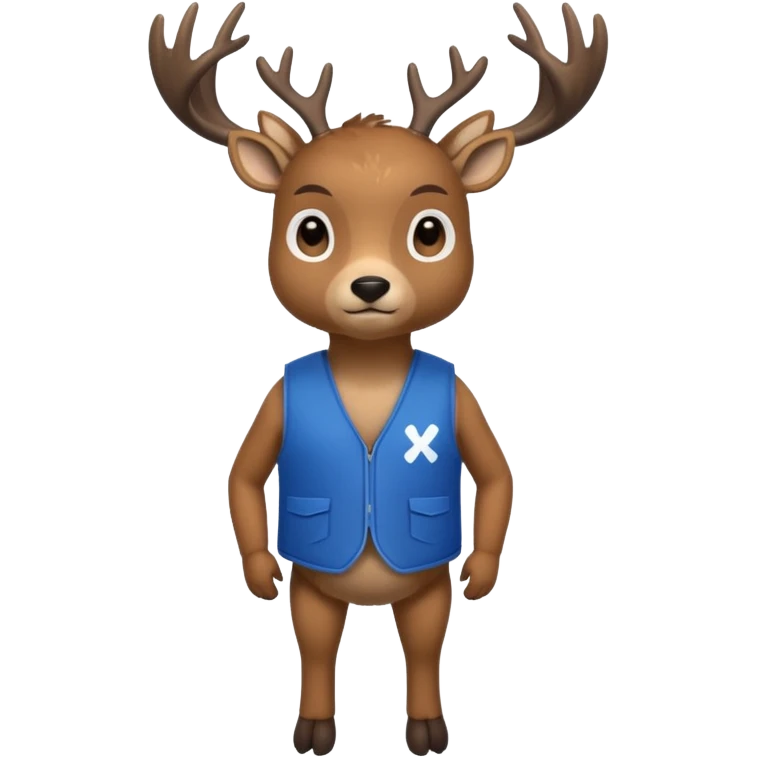 crea una mascota de equipo que sea un venado de cuerpo completo y lleve un chaleco con el nombre de telamon emoji