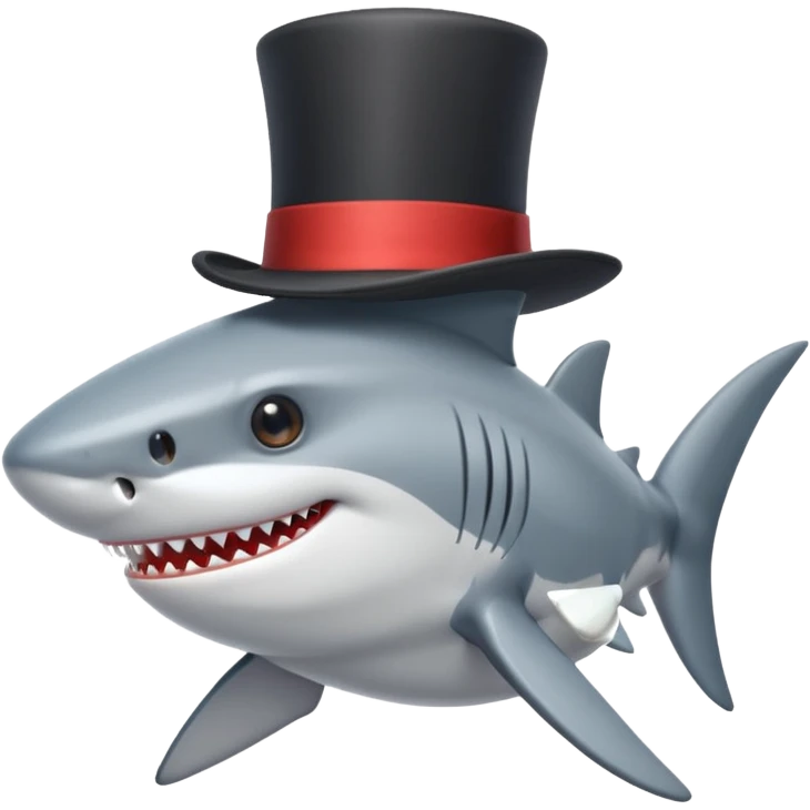 Shark with a top hat emoji