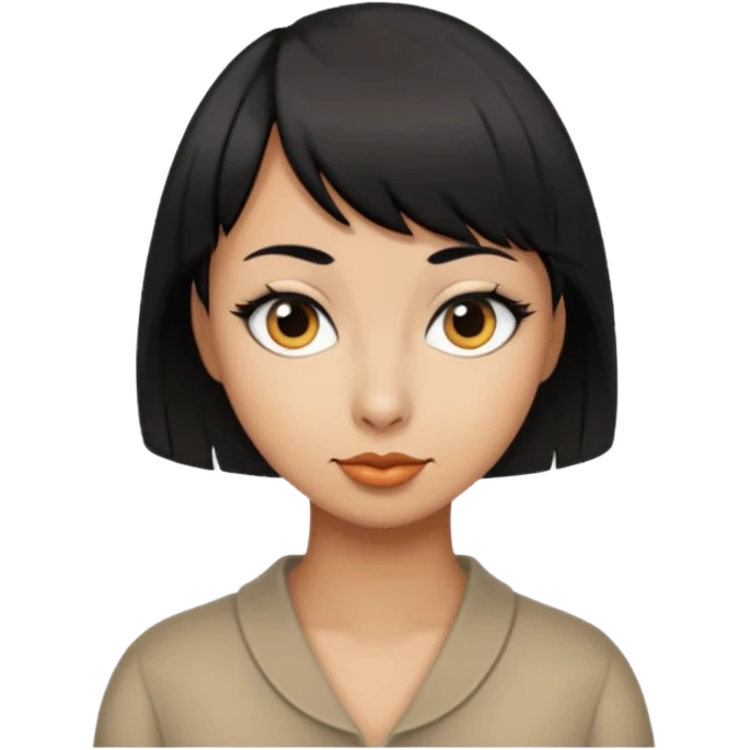 goose with cropped black hair and swoop bangs over one eye emoji
