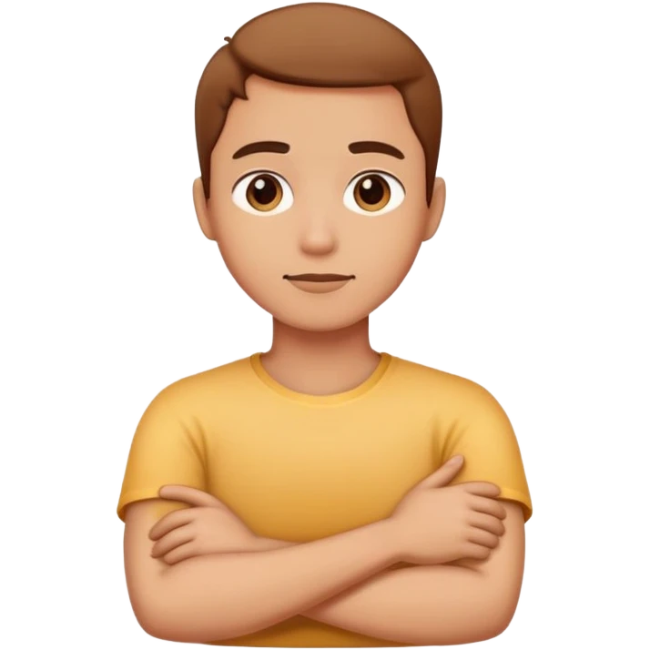 person crossing arms around neck emoji