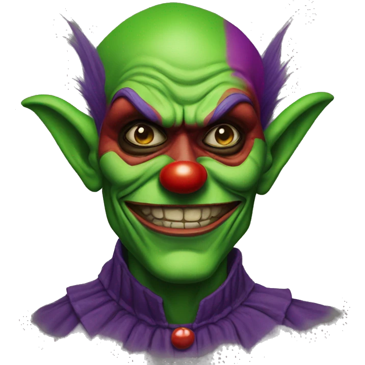 green goblin with colorfup clown makeup emoji