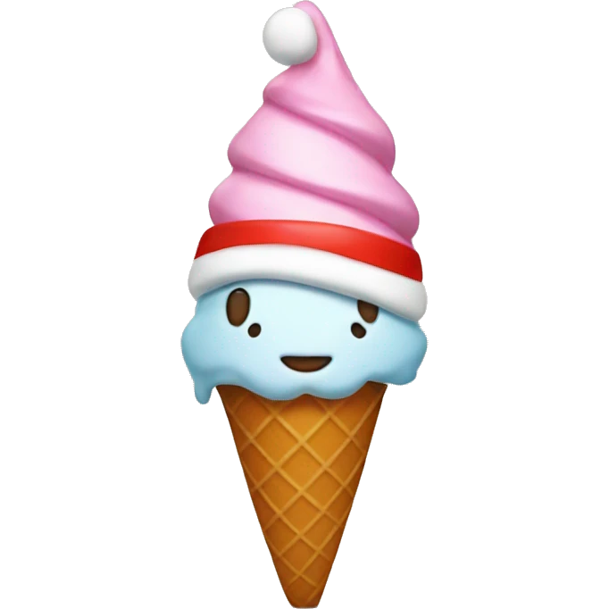 Ice cream cone with a Santa hat emoji