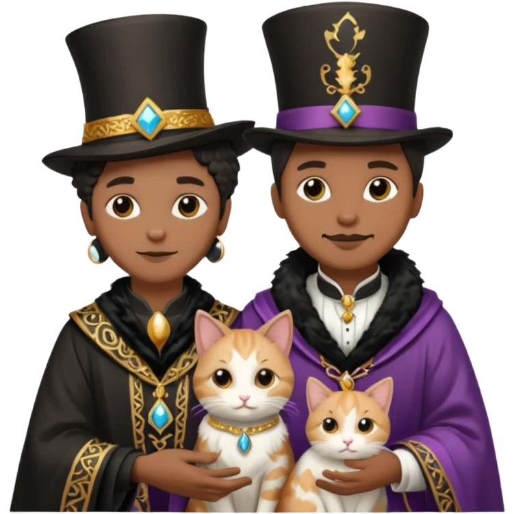 magician couple and their pet cat emoji