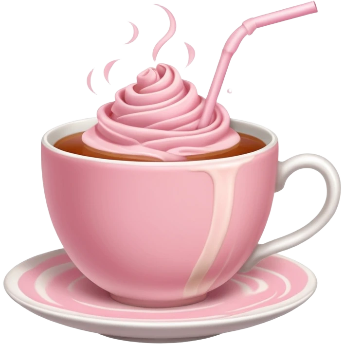rose hot milk tea with tea cup emoji