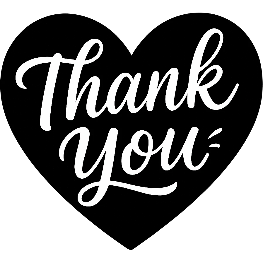 black white Thank you heart, remove background emoji